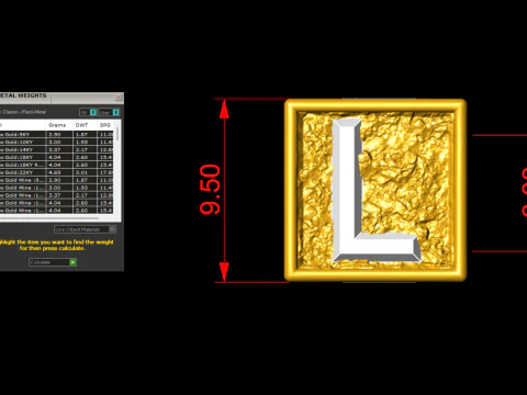 L Letter Nugget Bracelet Bead in 4 sizes 3D Print Model