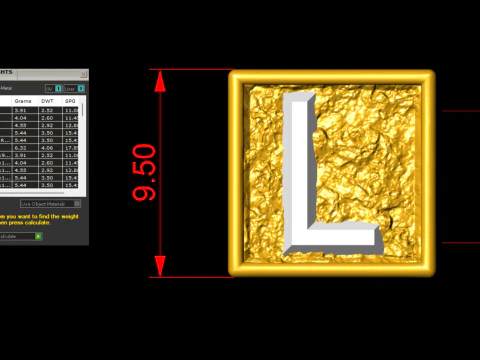 L Letter Nugget Bracelet Bead in 4 sizes 3D Print Model