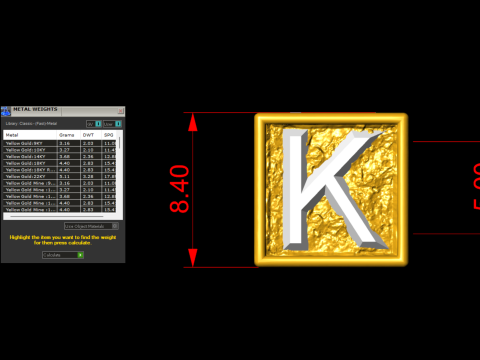 K Letter Nugget Bracelet Bead in 4 sizes 3D 프린트 모델
