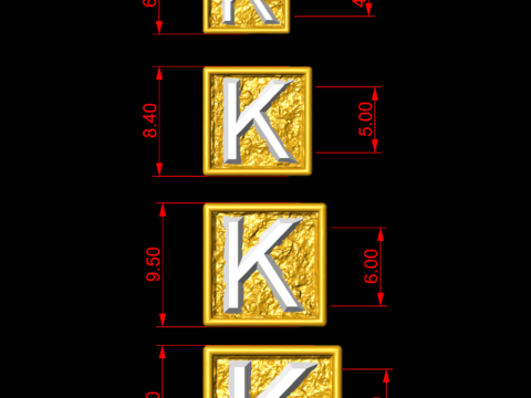 K Letter Nugget Bracelet Bead in 4 sizes 3D 프린트 모델