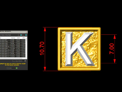 K Letter Nugget Bracelet Bead in 4 sizes 3D Print Model