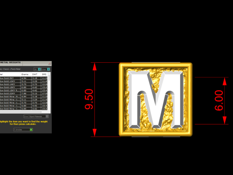 M Letter Nugget Bracelet Bead in 4 sizes Modelo de Impressão 3D