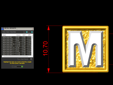 M Letter Nugget Bracelet Bead in 4 sizes Modelo de Impressão 3D