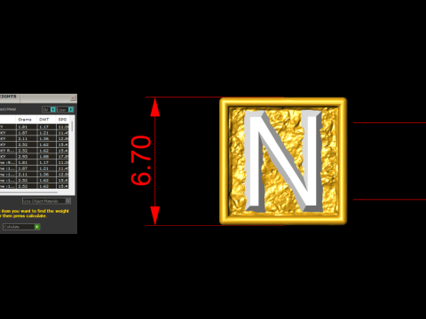 N Letter Nugget Bracelet Bead in 4 sizes 3D 打印模型