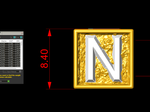 N Letter Nugget Bracelet Bead in 4 sizes 3D 打印模型