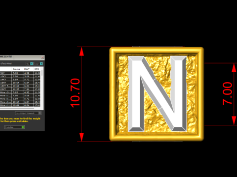 N Letter Nugget Bracelet Bead in 4 sizes 3D 打印模型