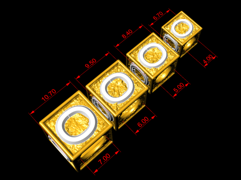 O Letter Nugget Bracelet Bead in 4 sizes 3D Print Model