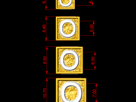 O Letter Nugget Bracelet Bead in 4 sizes 3D Print Model