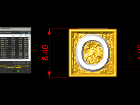 O Letter Nugget Bracelet Bead in 4 sizes 3D Print Model