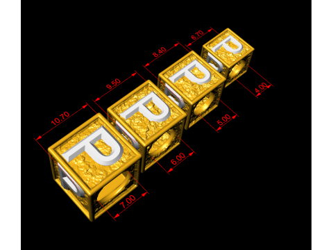 P Letter Nugget Bracelet Bead in 4 sizes 3D 프린트 모델