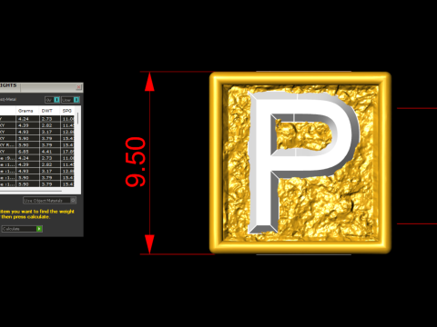 P Letter Nugget Bracelet Bead in 4 sizes 3D 프린트 모델