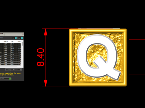 Q Letter Nugget Bracelet Bead in 4 sizes Model do druku 3D