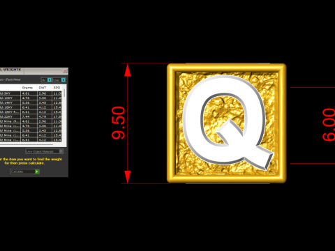 Q Letter Nugget Bracelet Bead in 4 sizes Model do druku 3D