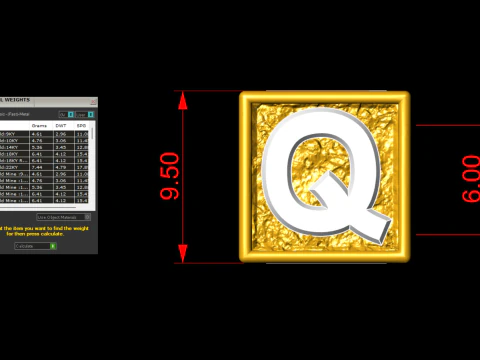 Q Letter Nugget Bracelet Bead in 4 sizes 3D Print Model