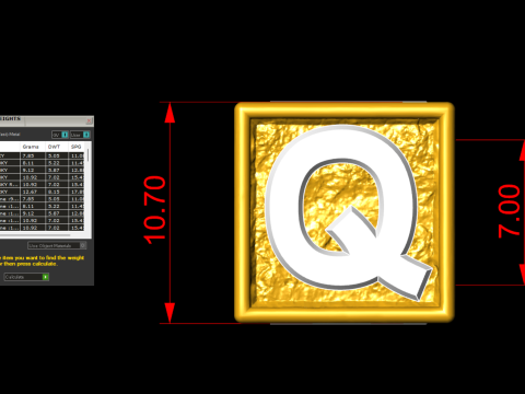 Q Letter Nugget Bracelet Bead in 4 sizes Model do druku 3D