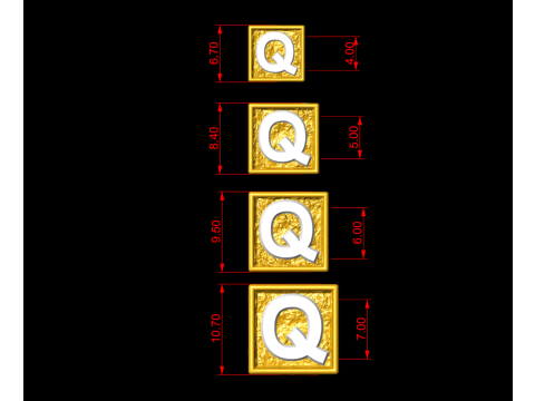 Q Letter Nugget Bracelet Bead in 4 sizes Model do druku 3D