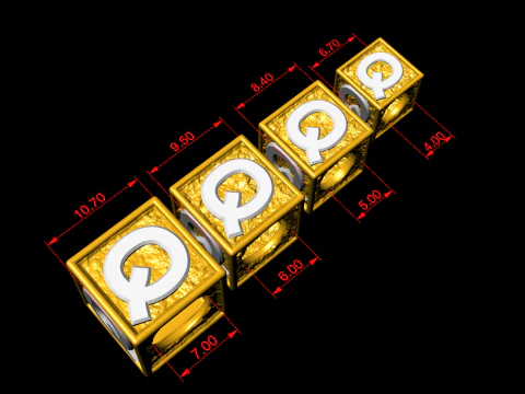 Q Letter Nugget Bracelet Bead in 4 sizes 3D Print Model