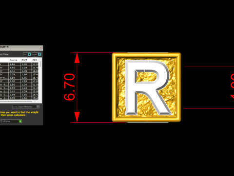 R Letter Nugget Bracelet Bead in 4 sizes Model do druku 3D