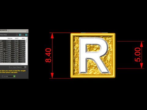 R Letter Nugget Bracelet Bead in 4 sizes 3D Print Model