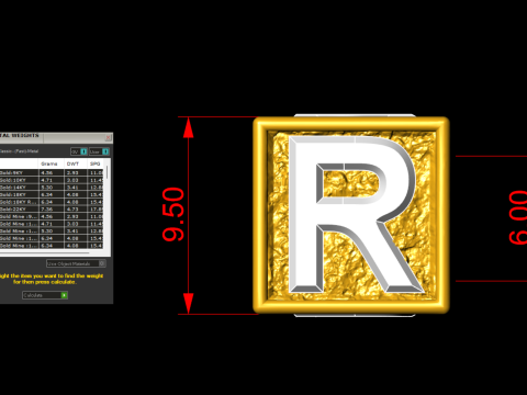 R Letter Nugget Bracelet Bead in 4 sizes Model do druku 3D