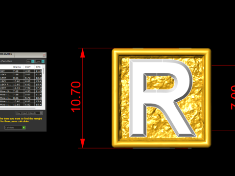 R Letter Nugget Bracelet Bead in 4 sizes Model do druku 3D