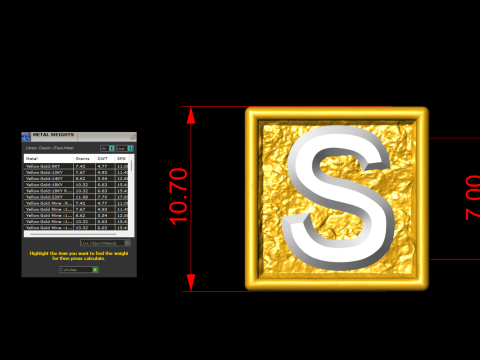 S Letter Nugget Bracelet Bead in 4 sizes Model Cetak 3D
