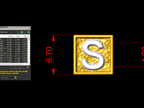 S Letter Nugget Bracelet Bead in 4 sizes Model Cetak 3D