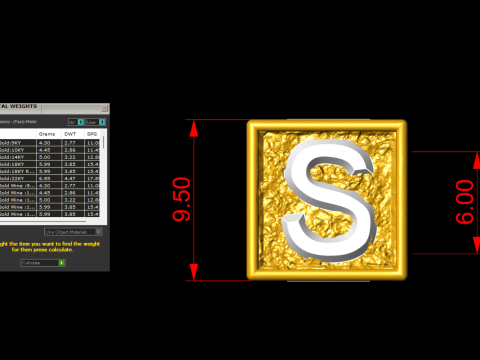 S Letter Nugget Bracelet Bead in 4 sizes Model Cetak 3D