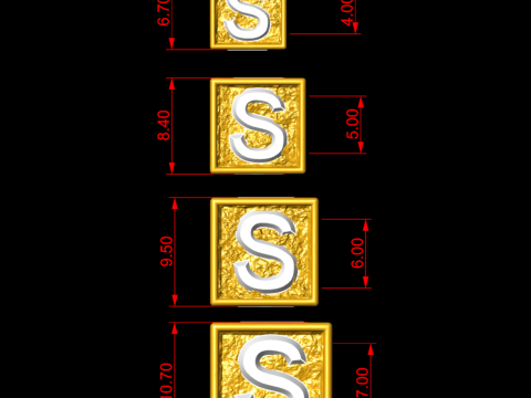S Letter Nugget Bracelet Bead in 4 sizes Model Cetak 3D