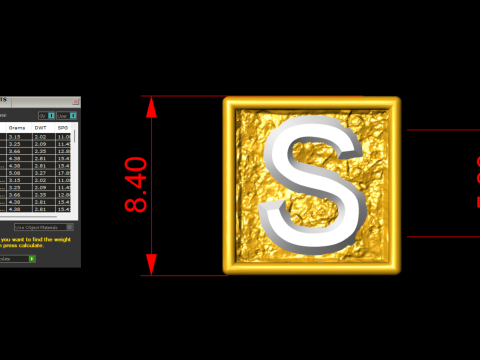 S Letter Nugget Bracelet Bead in 4 sizes Model Cetak 3D