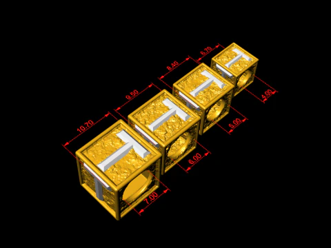 T Letter Nugget Bracelet Bead in 4 sizes 3D Print Model
