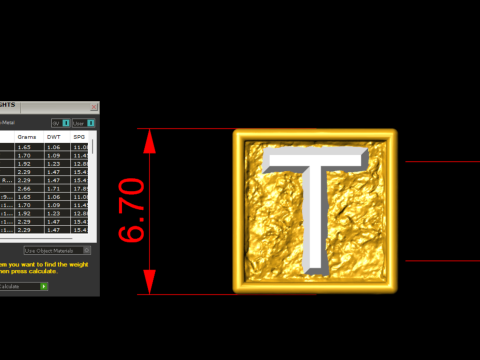 T Letter Nugget Bracelet Bead in 4 sizes 3D Принт Модель