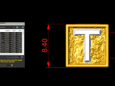 T Letter Nugget Bracelet Bead in 4 sizes 3D Print Model