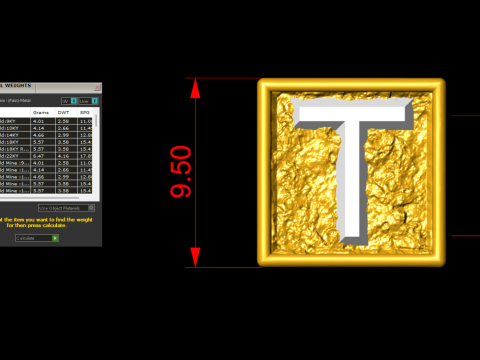 T Letter Nugget Bracelet Bead in 4 sizes 3D Принт Модель
