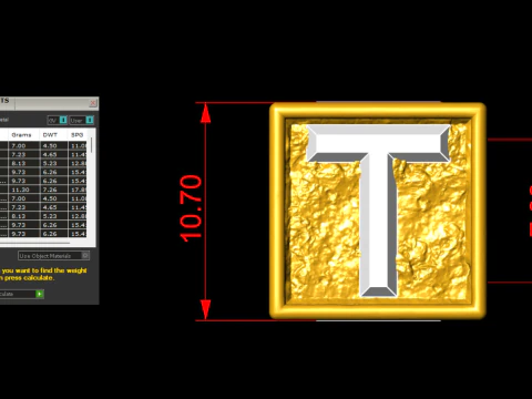 T Letter Nugget Bracelet Bead in 4 sizes 3D Print Model