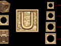 U Letter Nugget Bracelet Bead in 4 sizes 3D 프린트 모델