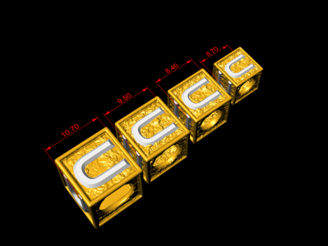 U Letter Nugget Bracelet Bead in 4 sizes 3D Принт Модель
