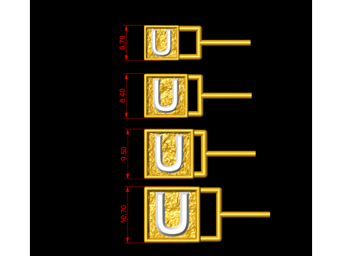 U Letter Nugget Bracelet Bead in 4 sizes 3D Принт Модель