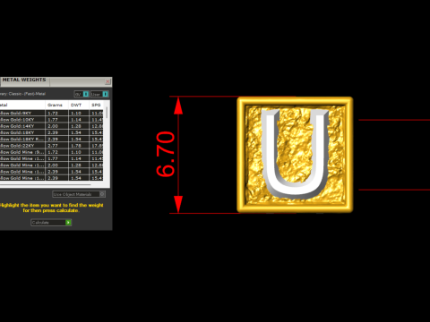 U Letter Nugget Bracelet Bead in 4 sizes 3D Принт Модель