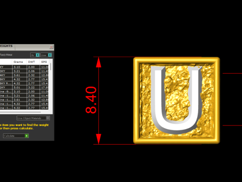 U Letter Nugget Bracelet Bead in 4 sizes 3D Принт Модель