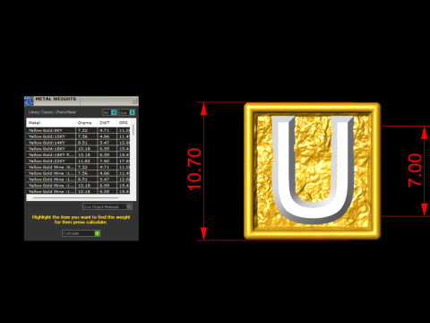 U Letter Nugget Bracelet Bead in 4 sizes 3D Принт Модель