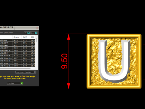 U Letter Nugget Bracelet Bead in 4 sizes 3D Принт Модель