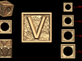 V Letter Nugget Bracelet Bead in 4 sizes 3D 프린트 모델