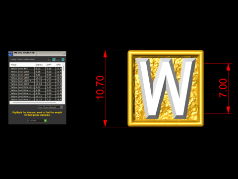 W Letter Nugget Bracelet Bead in 4 sizes 3Dプリントモデル