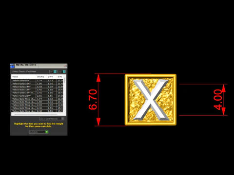 X Letter Nugget Bracelet Bead in 4 sizes 3D Print Model