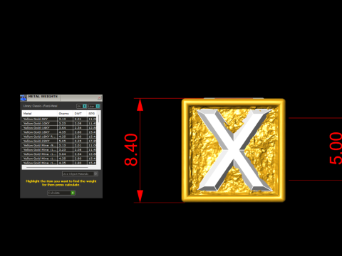X Letter Nugget Bracelet Bead in 4 sizes Model Cetak 3D