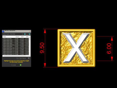 X Letter Nugget Bracelet Bead in 4 sizes Model Cetak 3D