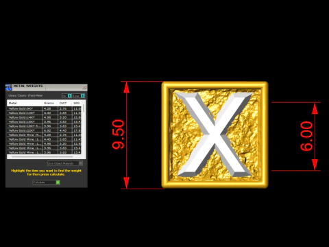 X Letter Nugget Bracelet Bead in 4 sizes 3D Print Model
