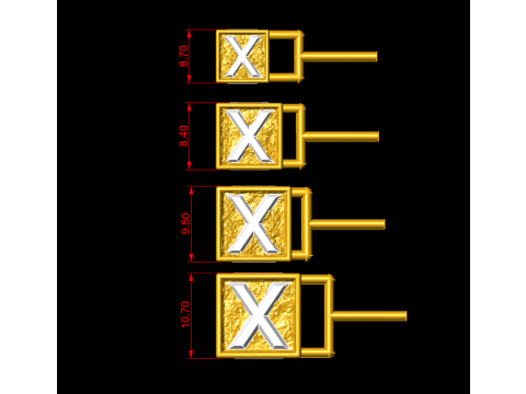 X Letter Nugget Bracelet Bead in 4 sizes Model Cetak 3D