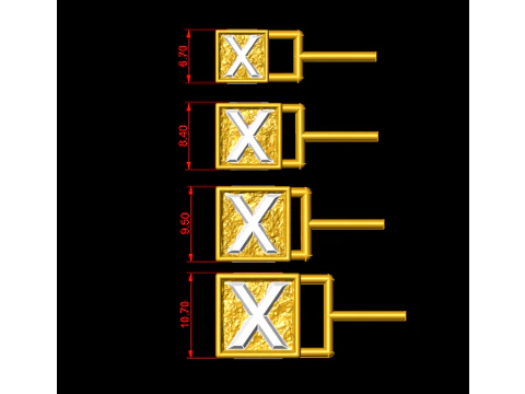 X Letter Nugget Bracelet Bead in 4 sizes 3D Print Model